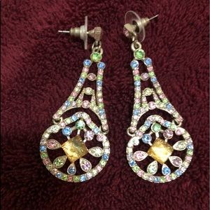 opalish sparkling silver dangling earrings